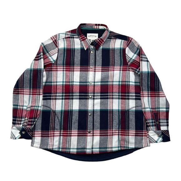 Orvis Women's Fleeced Lined Flannel Pinnacle Shacket Shirt Jacket - Picture 1 of 11